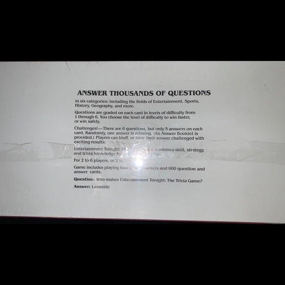 Entertainment Tonight Trivia Game 1984 New Sealed - Picture 2 of 3